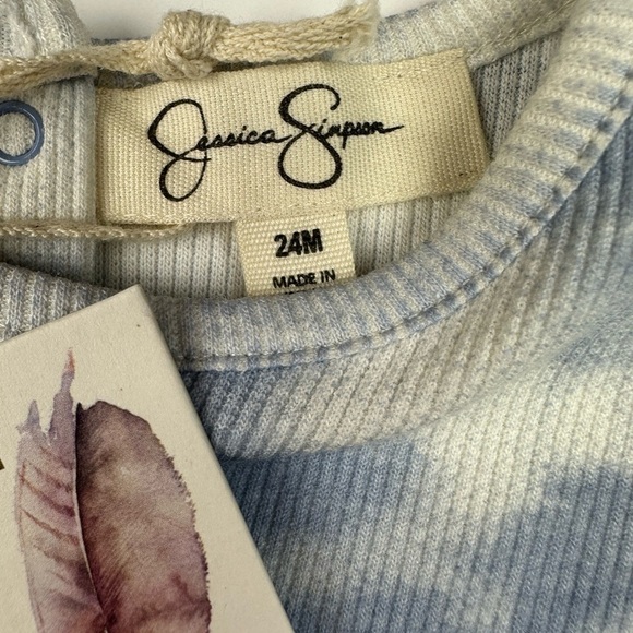 Jessica Simpson Waffle Knit Ruffle Tie Dye Shirt And Floral Pant Set Size 24m - Picture 3 of 4